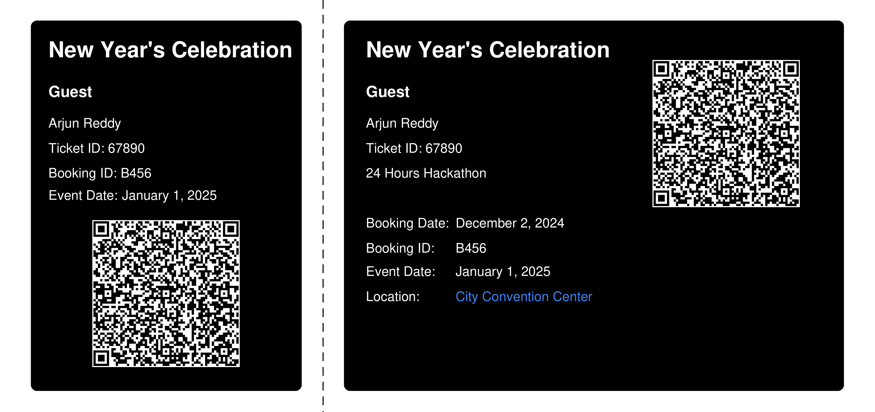 Example of a generated ticket